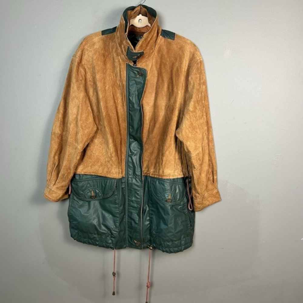 VTG Utility patchwork‎ Leather Jacket Men's Large Global Identity G-III Rugged